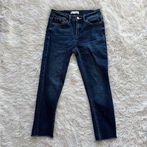 Vervet Dark Blue Raw Hem Cropped Jeans